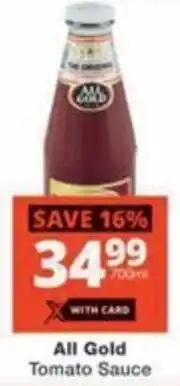 Checkers Hyper All Gold Tomato Sauce offer