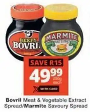 Checkers Hyper Bovril Meat & Vegetable Extract Spread/ Marmite Savoury Spread offer