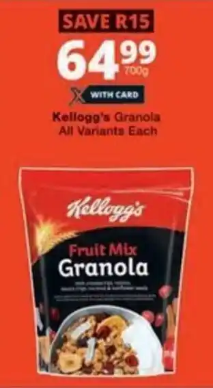 Checkers Hyper Kellogg's Granola All Variants offer