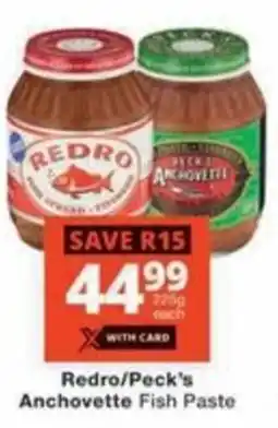 Checkers Hyper Redro/ Peck's Anchovette Fish Paste offer