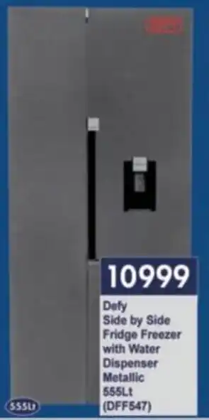 Defy Side by Side Fridge Freezer with Water Dispenser Metallic