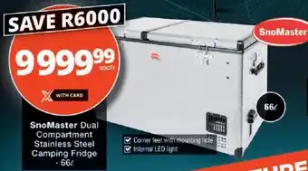 SnoMaster Dual Compartment Stainless Steel Camping Fridge