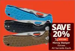 Checkers Honey Badger Knives All Variants offer