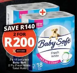 Checkers Baby Soft 2 Ply Fresh White Toilet Rolls offer