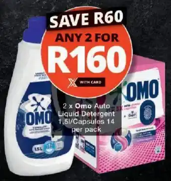 Checkers Omo Auto Liquid Detergent/ Capsules offer