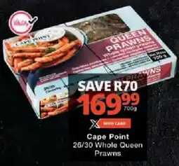 Checkers Cape Point 26/30 Whole Queen Prawns offer