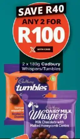 Checkers Cadbury Whispers/ Tumbles offer