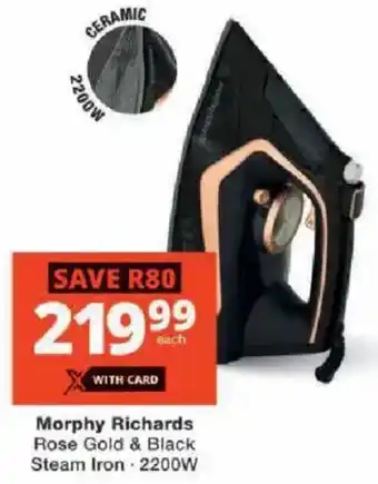 Checkers Morphy Richards Rose Gold & Black Steam Iron offer