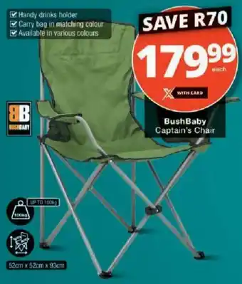 Checkers BushBaby Captain's Chair offer