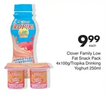 Save Clover Family Low Fat Snack Pack/ Tropika Drinking Yoghurt offer