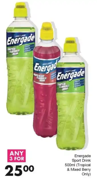 Save Energade Sport Drink Tropical & Mixed Berry offer