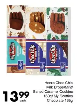 Save Henro Choc Chip Milk Drops/ Mint/ Salted Caramel Cookies/ My Scotties Chocolate offer