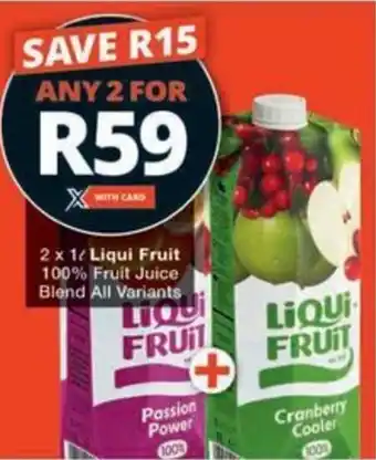 Checkers Hyper Liqui Fruit 100% Fruit Juice Blend All Variants offer