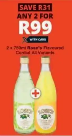 Checkers Hyper Rose's Flavoured Cordial All Variants offer