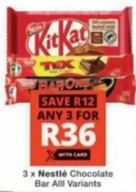 Checkers Hyper Nestlé Chocolate Bar All Variants offer