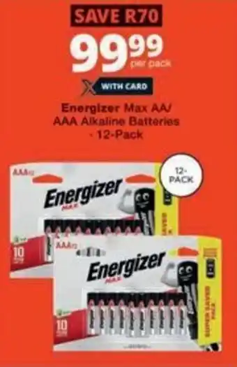 Checkers Hyper Energizer Max AA/ AAA Alkaline Batteries offer