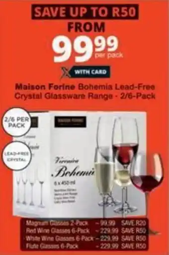 Checkers Hyper Maison Forine Bohemia Lead-Free Crystal Glassware Range offer