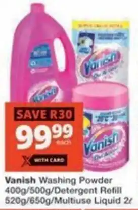 Checkers Hyper Vanish Washing Powder/ Detergent Refill/ Multiuse Liquid offer