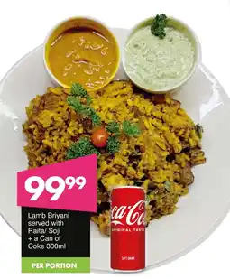 Save Hyper Lamb Briyani served with Raita/ Soji + a Can of Coke offer