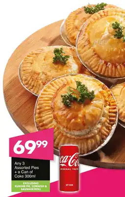 Save Hyper Any 3 Assorted Pies + a Can of Coke offer