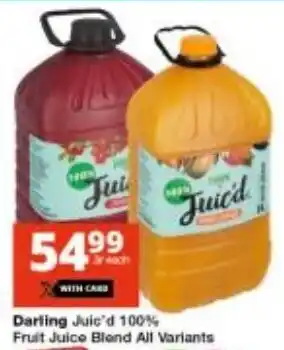 Checkers Darling Juic'd 100% Fruit Juice Blend All Variants offer