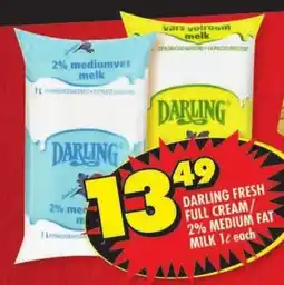 Shoprite Darling fresh full cream/ 2% medium fat milk offer