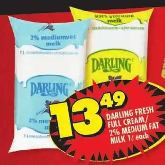 Shoprite Darling fresh full cream/ 2% medium fat milk offer