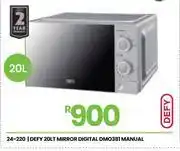Fair Price Defy 20L Manual Mirror Digital Microwave DMO381 24-220 offer