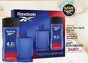 Dis-Chem Reebok Move Your Spirit Gift Set (EDT 100ml Plus Free Hair & Body Shower Gel 250ml)-Per Set offer