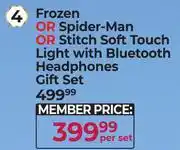 Dis-Chem Disney Frozen Or Spider-Man Or Stitch Soft Touch Light With Bluetooth Headphones Gift Set-Per Set offer