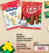 Nestle Milkybar White Chocolate Festive Friends 57g or KitKat Santa Milk Chocolate Bag 55g-Each