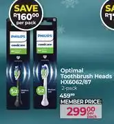 Dis-Chem Philips Optimal Toothbrush Heads 2 Pack HX6062/87-Per Pack offer