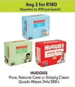 Makro HUGGIES Pure, Natural Care or Simply Clean Quads Wipes offer