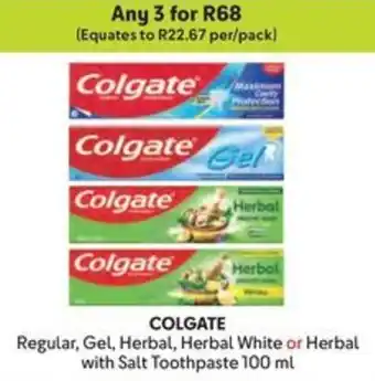 Makro COLGATE Regular, Gel, Herbal, Herbal White or Herbal with Salt Toothpaste offer