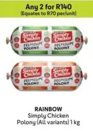 Makro RAINBOW Simply Chicken Polony offer