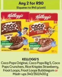 Makro KELLOGG'S Coco Pops Original, Coco Pops Big 5, Coco Pops Crunchers,Rice Krispies Strawberry,Froot Loops Bubblegum or Mash-ups offer
