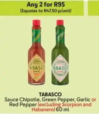 Makro TABASCO Sauce Chipotle, Green Pepper, Garlic or Red Pepper offer