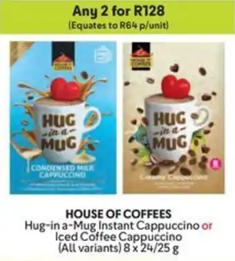 Makro HOUSE OF COFFEES Hug-in a-Mug Instant Cappuccino or Iced Coffee Cappuccino offer