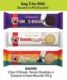 Makro BAKERS Choc O Break, Tennis Doubles or Zoozoos Cream Biscuits offer