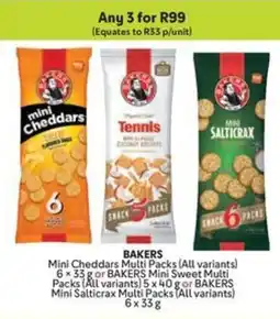 Makro BAKERS Mini Cheddars Multi Packs or BAKERS Mini Sweet Multi Packs or BAKERS Mini Salticrax Multi Packs offer