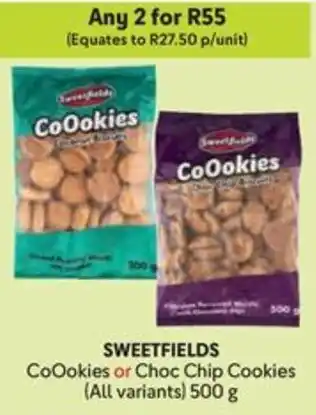 Makro SWEETFIELDS CoOokies or Choc Chip Cookies offer