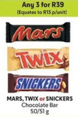Makro MARS, TWIX or SNICKERS Chocolate Bar offer