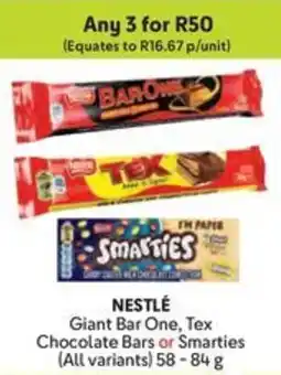 Makro NESTLÉ Giant Bar One, Tex Chocolate Bars or Smarties offer