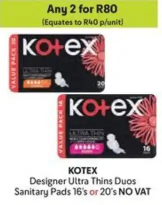 Makro KOTEX Designer Ultra Thins Duos Sanitary Pads offer