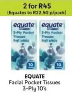 Makro EQUATE Facial Pocket Tissues 3-Ply offer