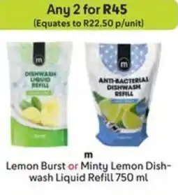 Makro m Lemon Burst or Minty Lemon Dishwash Liquid Refill offer