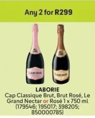Makro LABORIE Cap Classique Brut, Brut Rosé, Le Grand Nectar or Rosé offer