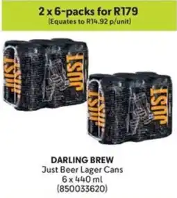 Makro DARLING BREW Just Beer Lager Cans offer