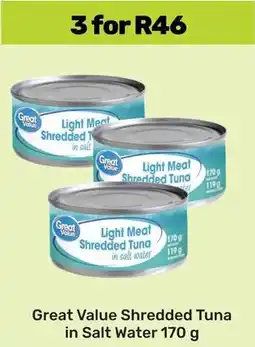 Game Great Value Shredded Tuna in Salt Water offer