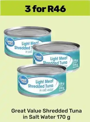 Game Great Value Shredded Tuna in Salt Water offer